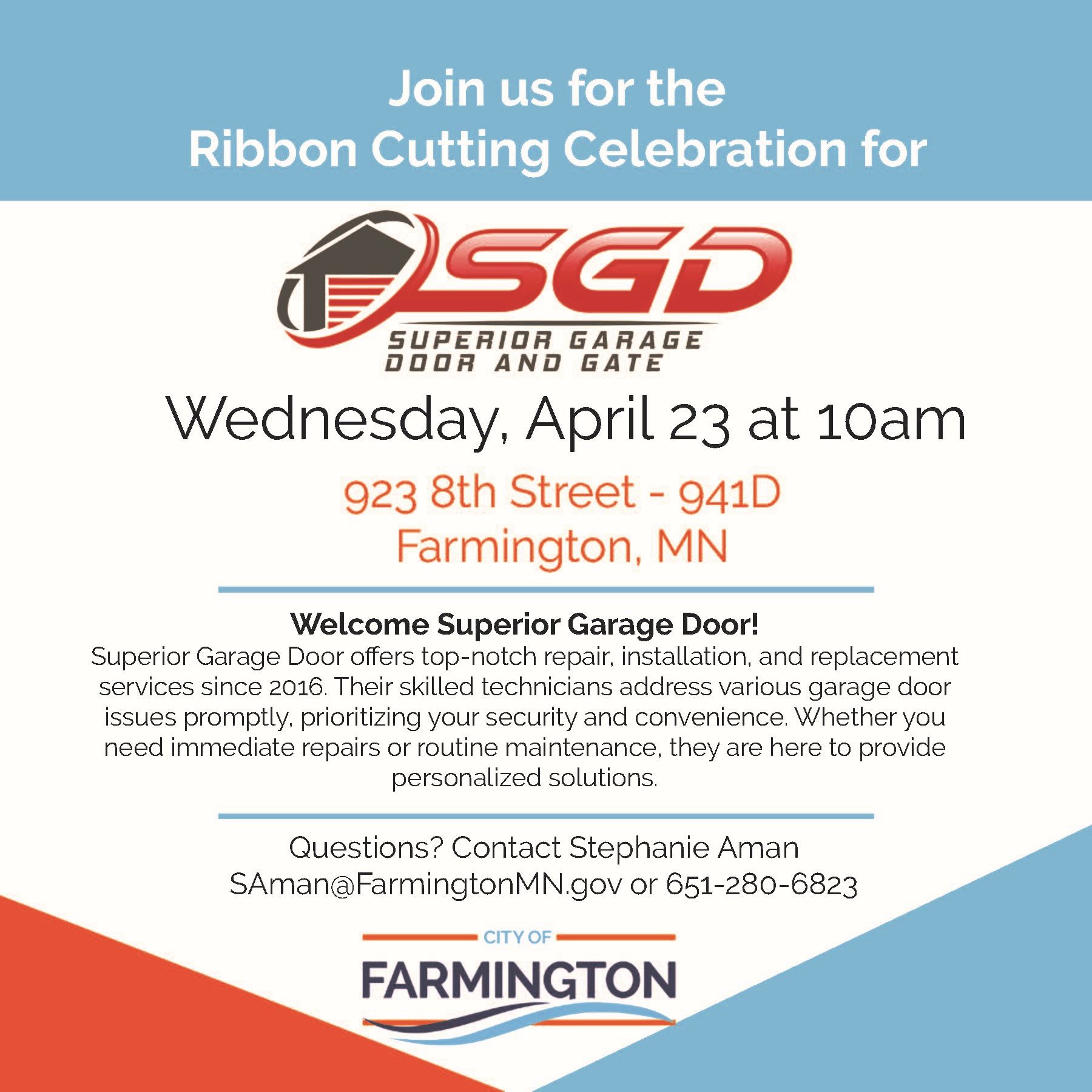 Superior Garage Door and Gate Ribbon Cutting invitation