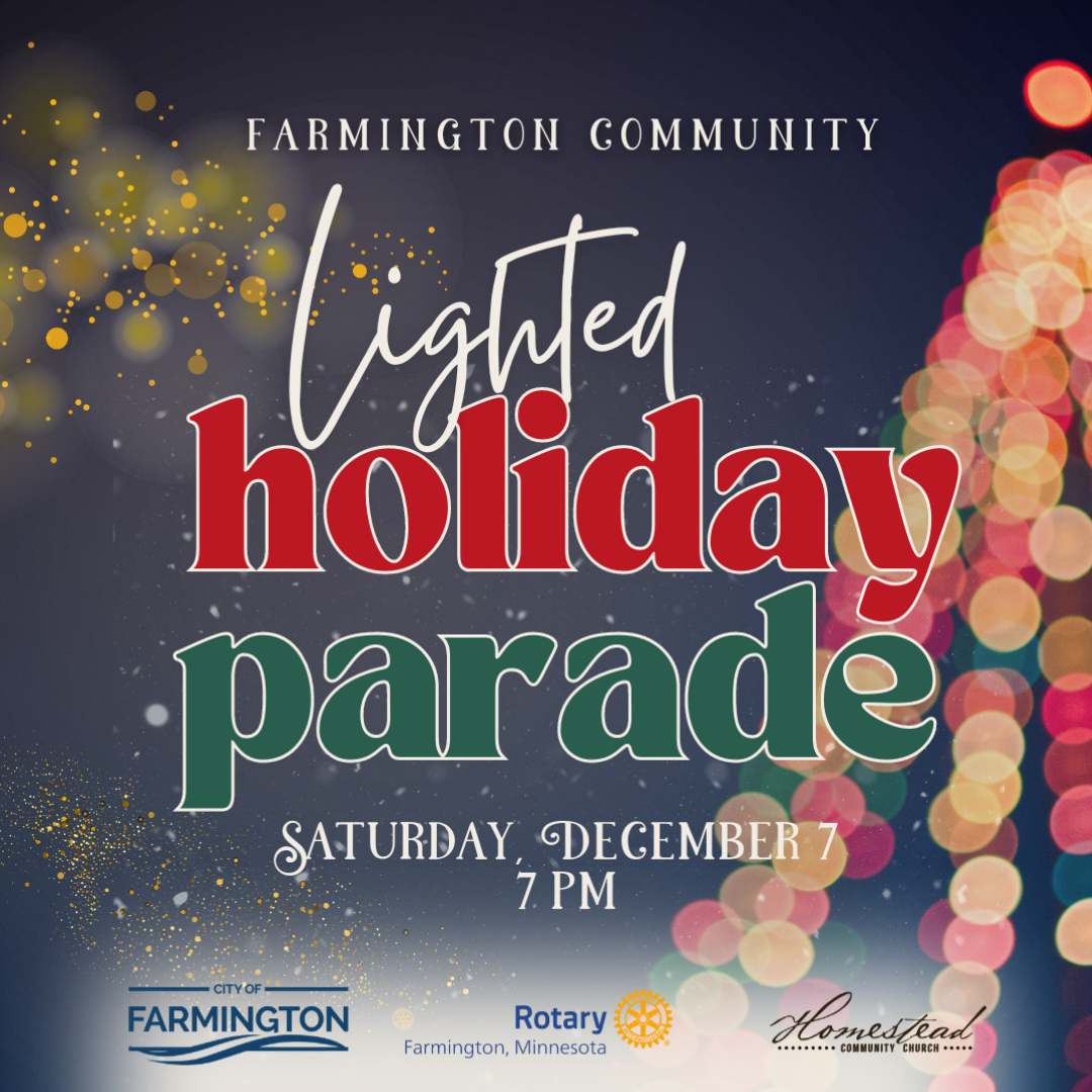 Lighted Holiday Parade Saturday, Dec. 7 at 7 pm downtown Farmington