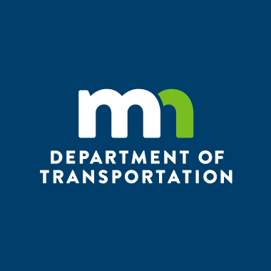 MNDOT-Logo with blue background and white and green text