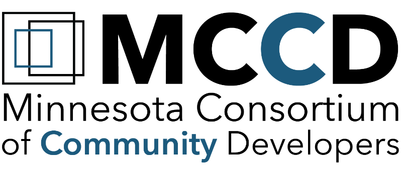 white background text in a mix of dark blue and light blue that says MCCD, Minnesota Consortium of 